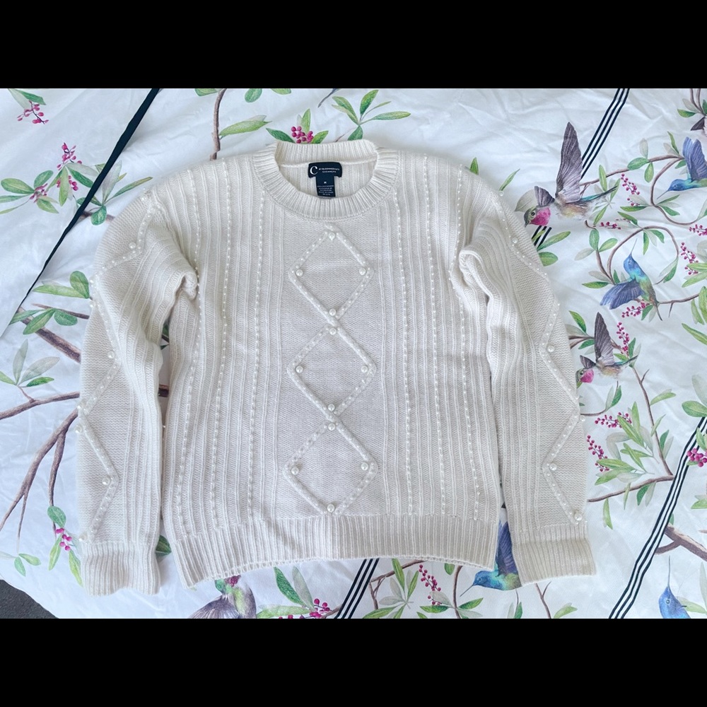 C by Bloomingdale’s Faux Pearl Cashmere